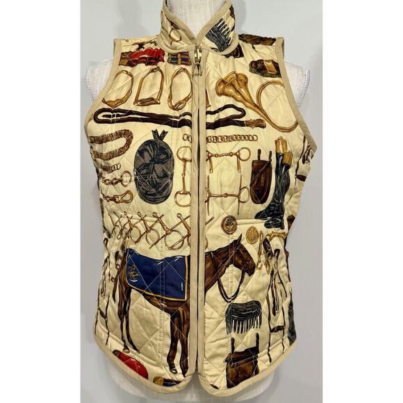 Lauren Ralph Lauren Equestrian Saddle Horse Bridle Reversible Vest P M Medium - Picture 1 of 6